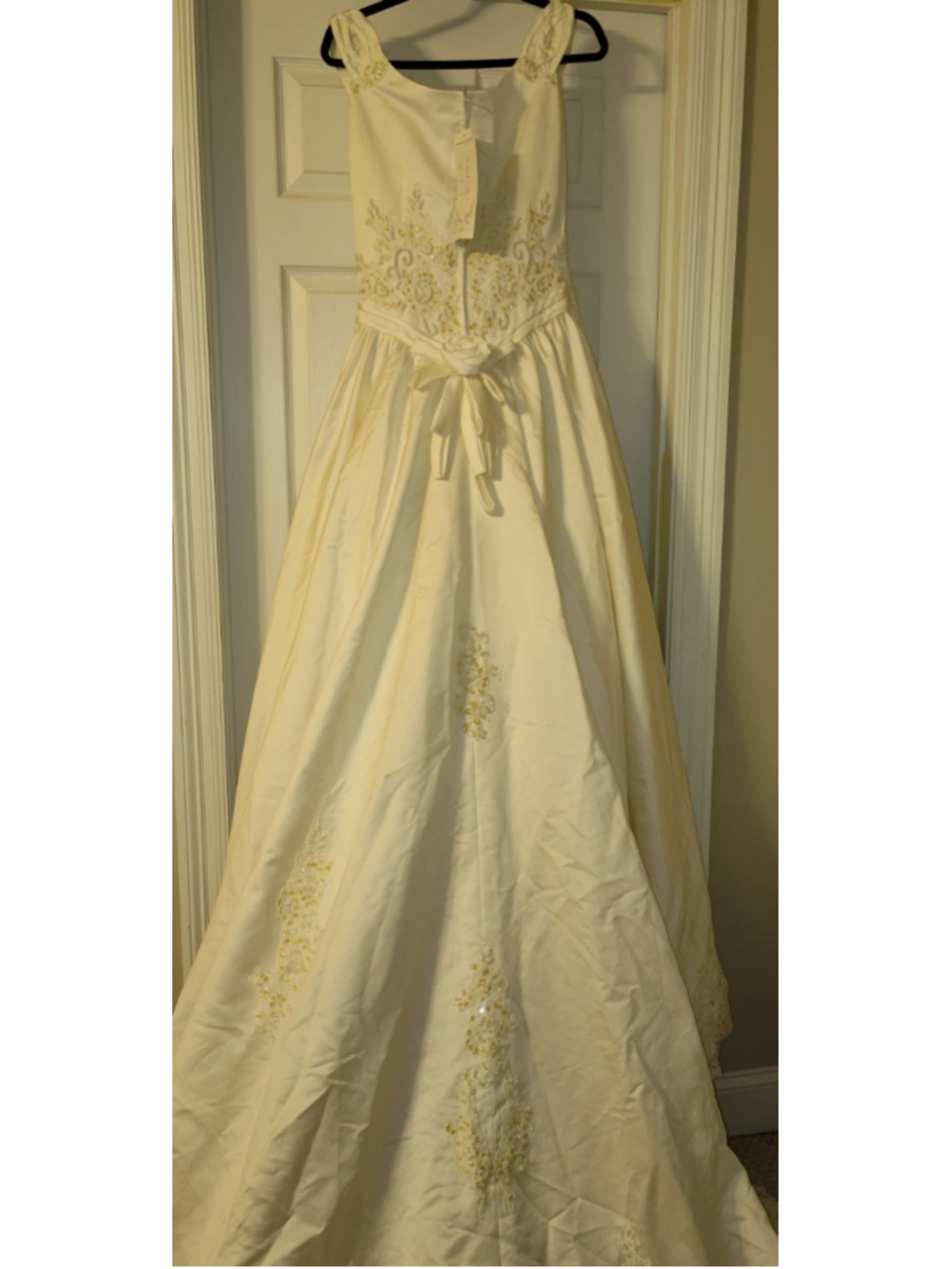 Moonlight SZ 12 Ivory with pearl lace and gold sequin wedding dress applique
